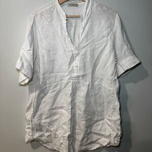 Laura Bianchi ITALY White Linen Tunic Top Size M Coastal
